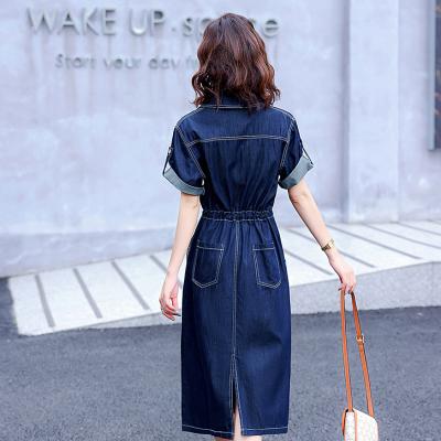 ĐẦM JEAN DENIM XÒE CỔ SƠ MI EO RÚT - N05